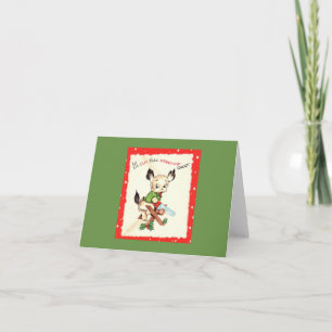 Vintage-Weihnachtskarte mit Säge-Hund Karte