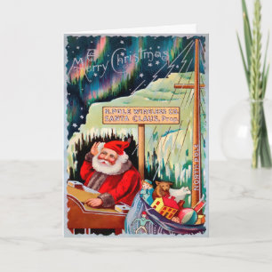 Vintage-Weihnachtskarte mit Santa vom Nordpol Feiertagskarte