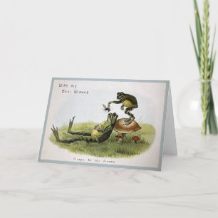 Vintage-Weihnachtskarte mit schlafendem Frosch Feiertagskarte