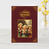 Vintage-Weihnachtskarte mit singenden Kindern Karte (Gelbe Blume)