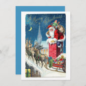 Vintage Weihnachtskarte mit Umschlag Feiertagskarte (Vorne/Hinten)