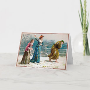 Vintage-Weihnachtskarte mit unfreundlichen Damen Feiertagskarte