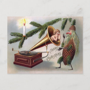 Vintage-Weihnachtskarte mit ungewöhnlicher Kiefern Postkarte