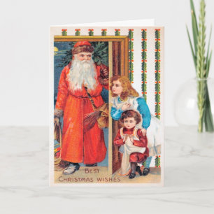 Vintage-Weihnachtskarte mit verrücktem Weihnachtsm Feiertagskarte