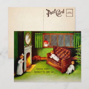 Vintage-Weihnachtskarte mit versteckten Kindern Postkarte