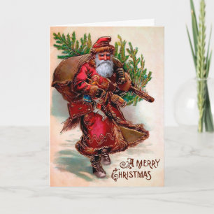 Vintage-Weihnachtskarte mit wütendem Weihnachtsman Feiertagskarte