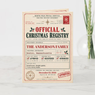 Vintage-Weihnachtskarte Nordpol-Register Karte