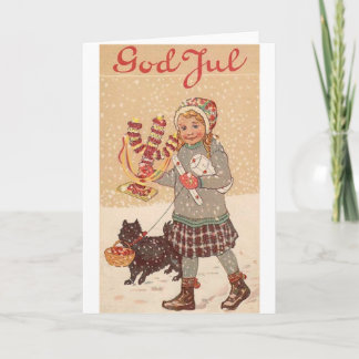 Vintage Weihnachtskarte Norwegisch/Dänisch Jul Feiertagskarte