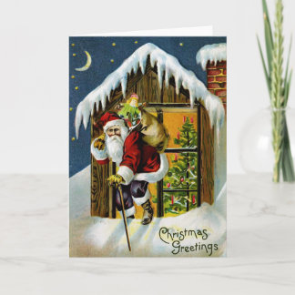 Vintage Weihnachtskarte Sankt Feiertagskarte