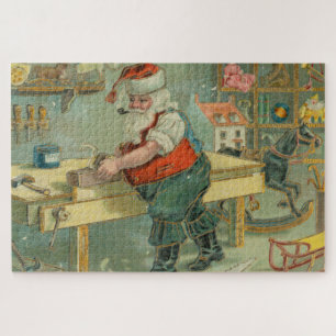 Vintage-Weihnachtskarte - Santa in seiner Werkstat Puzzle