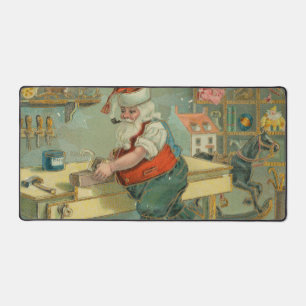 Vintage-Weihnachtskarte - Santa in seiner Werkstat Schreibtischunterlage