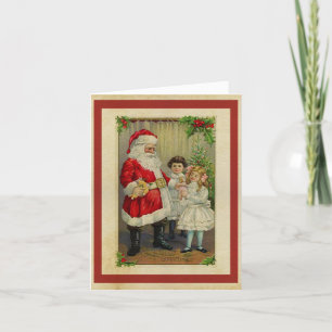Vintage Weihnachtskarte und kleine Mädchen Weihnac Feiertagskarte