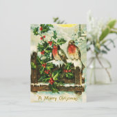 Vintage Weihnachtskarte und Vögel Weihnachtskarte Feiertagskarte (Stehend Vorderseite)