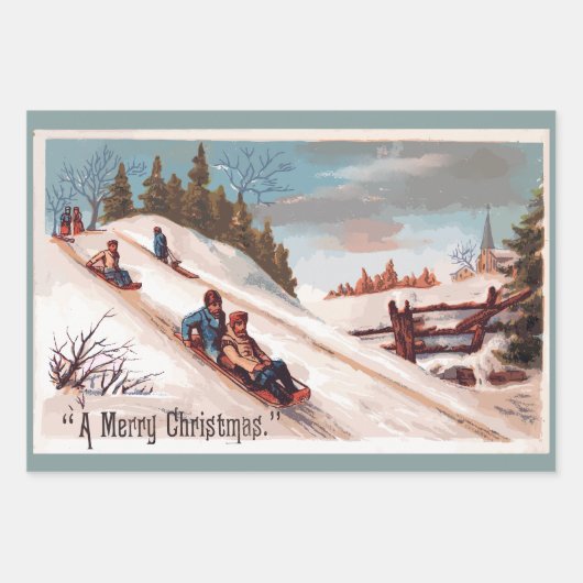 Vintage Weihnachtskarte vom Schnee Geschenkpapier Set (Vorderseite)