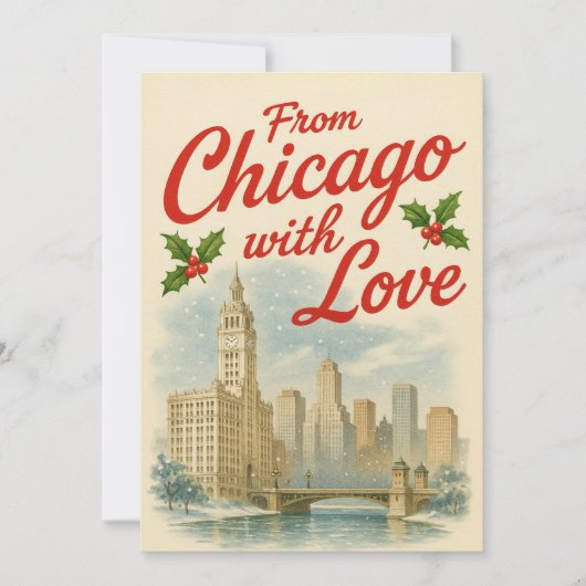 Vintage Weihnachtskarte von Chicago Feiertagskarte (Vorderseite)