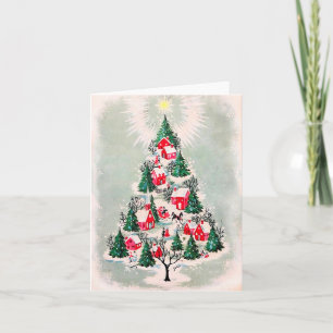 Vintage-Weihnachtskarte - Weihnachtsdorf Karte