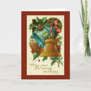 Vintage-Weihnachtskarte Weihnachtsglocken Feiertagskarte