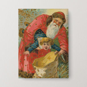 Vintage-Weihnachtskarte, Weihnachtsmann, unartiges Button