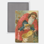 Vintage Weihnachtskarte, Weihnachtsmann, unartiges Magnet (Vorderseite/Rückseite)