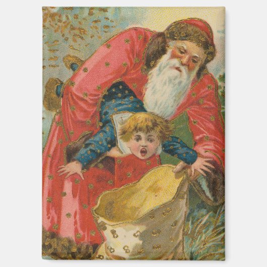 Vintage Weihnachtskarte, Weihnachtsmann, unartiges Magnet (Vorderseite)