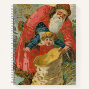 Vintage-Weihnachtskarte, Weihnachtsmann, unartiges Notizblock