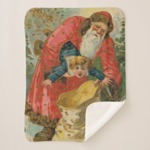 Vintage Weihnachtskarte, Weihnachtsmann, unartiges Sherpadecke