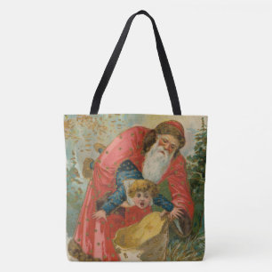 Vintage-Weihnachtskarte, Weihnachtsmann, unartiges Tasche