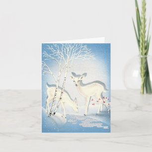 Vintage Weihnachtskarte White Deer Karte