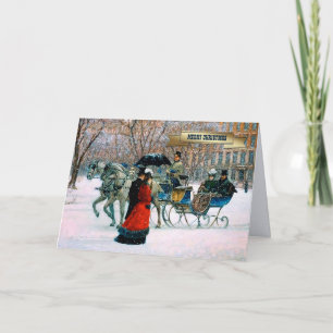 Vintage Weihnachtskarten der Pariser Szene Feiertagskarte