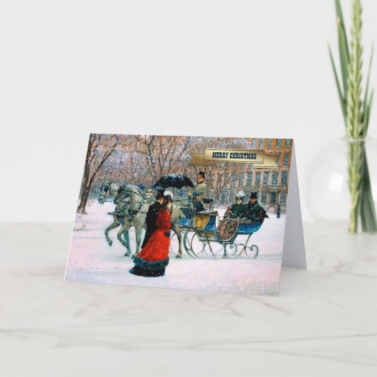 Vintage Weihnachtskarten der Pariser Szene Feiertagskarte (Vorderseite)