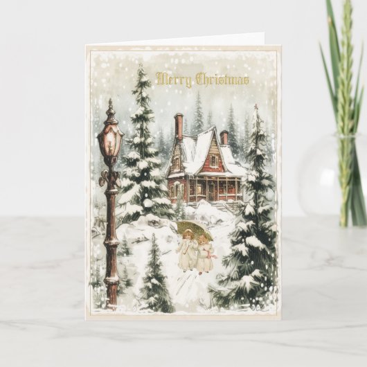 Vintage-Weihnachtskarten-Design Dankeskarte (Vorderseite)