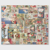 Vintage-Weihnachtskarten Feiertagsmuster Geschenkpapier (Flach)