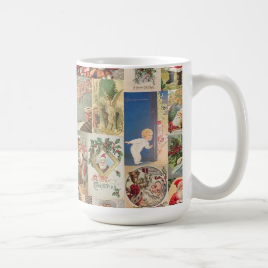 Vintage-Weihnachtskarten Feiertagsmuster Kaffeetasse (Rechts)