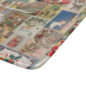 Vintage-Weihnachtskarten Feiertagsmuster Schneidebrett (Ecke)