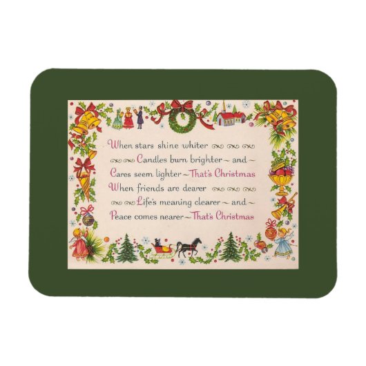 Vintage-Weihnachtskarten-Magnet Magnet (Horizontal)