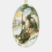 Vintage Weihnachtskarten-Verzierung Keramikornament (Links)