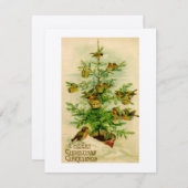 Vintage Weihnachtskarten Vögel Abbildung Feiertagskarte (Vorne/Hinten)