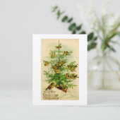 Vintage Weihnachtskarten Vögel Abbildung Feiertagskarte (Stehend Vorderseite)