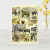 Vintage-Weihnachtskartenbilder-Collage Karte (Gelbe Blume)