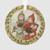 Vintage-Weihnachtskartenmotiv mit zwei Mädchen Ornament (Rückseite)