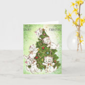 Vintage Weihnachtskätzchen Karte (Gelbe Blume)
