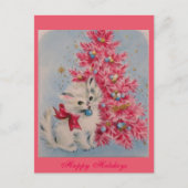 Vintage Weihnachtskatze 1940 Feiertagspostkarte (Vorderseite)