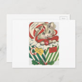 Vintage Weihnachtskatze im Geschenk Feiertagspostkarte (Vorne/Hinten)