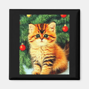 Vintage-Weihnachtskatze Magnet