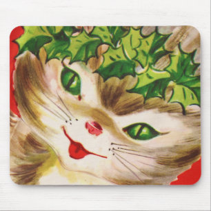 vintage Weihnachtskatze Mousepad