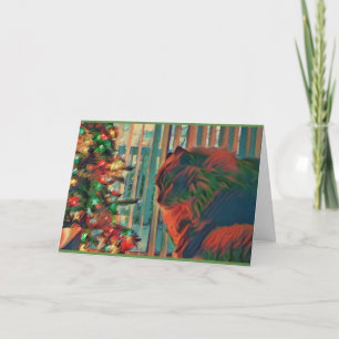 Vintage Weihnachtskatzen-Feiertags-Karte Karte