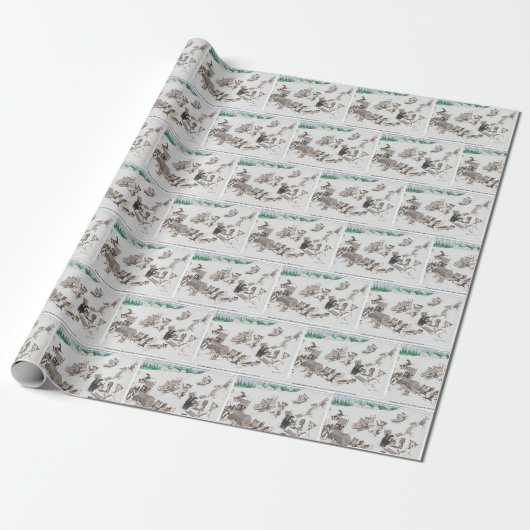 Vintage-Weihnachtskatzen-Geschenkpapier Geschenkpapier (Ungerollt)