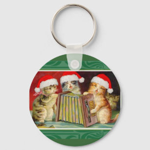 Vintage-Weihnachtskatzen Schlüsselanhänger
