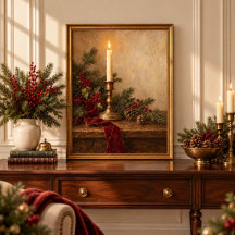 Vintage-Weihnachtskerze Immergrün Stillleben