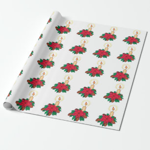 Vintage-Weihnachtskerze mit Weihnachtsstern-Pflanz Geschenkpapier
